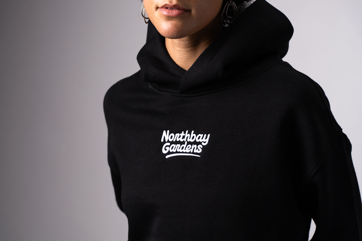 WOMENS happy camper hoodie Black