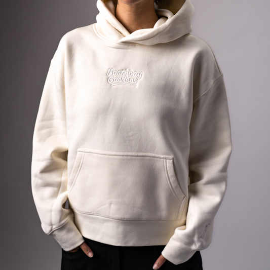 WOMENS happy camper hoodie Bone